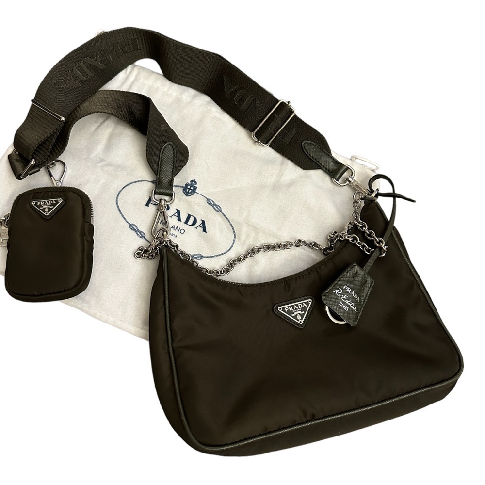 Prada re- nylon shoulder bag army green